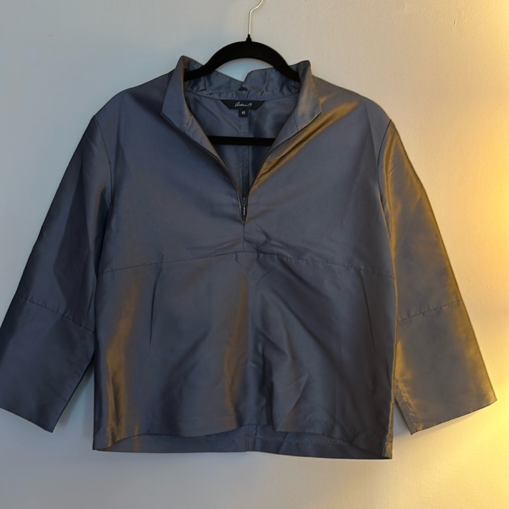Pewter colored silk Arden B blouse size 10